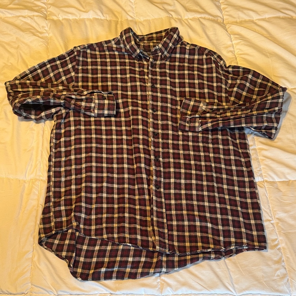 Men's Burgundy Plaid Button-Up Shirt